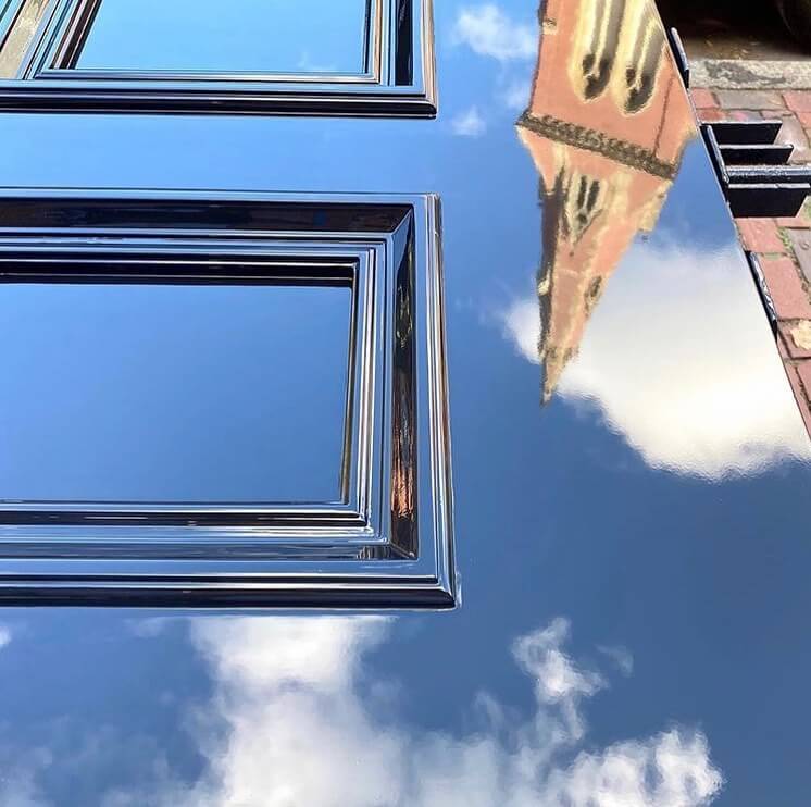 photo of high shine paint on door in color black