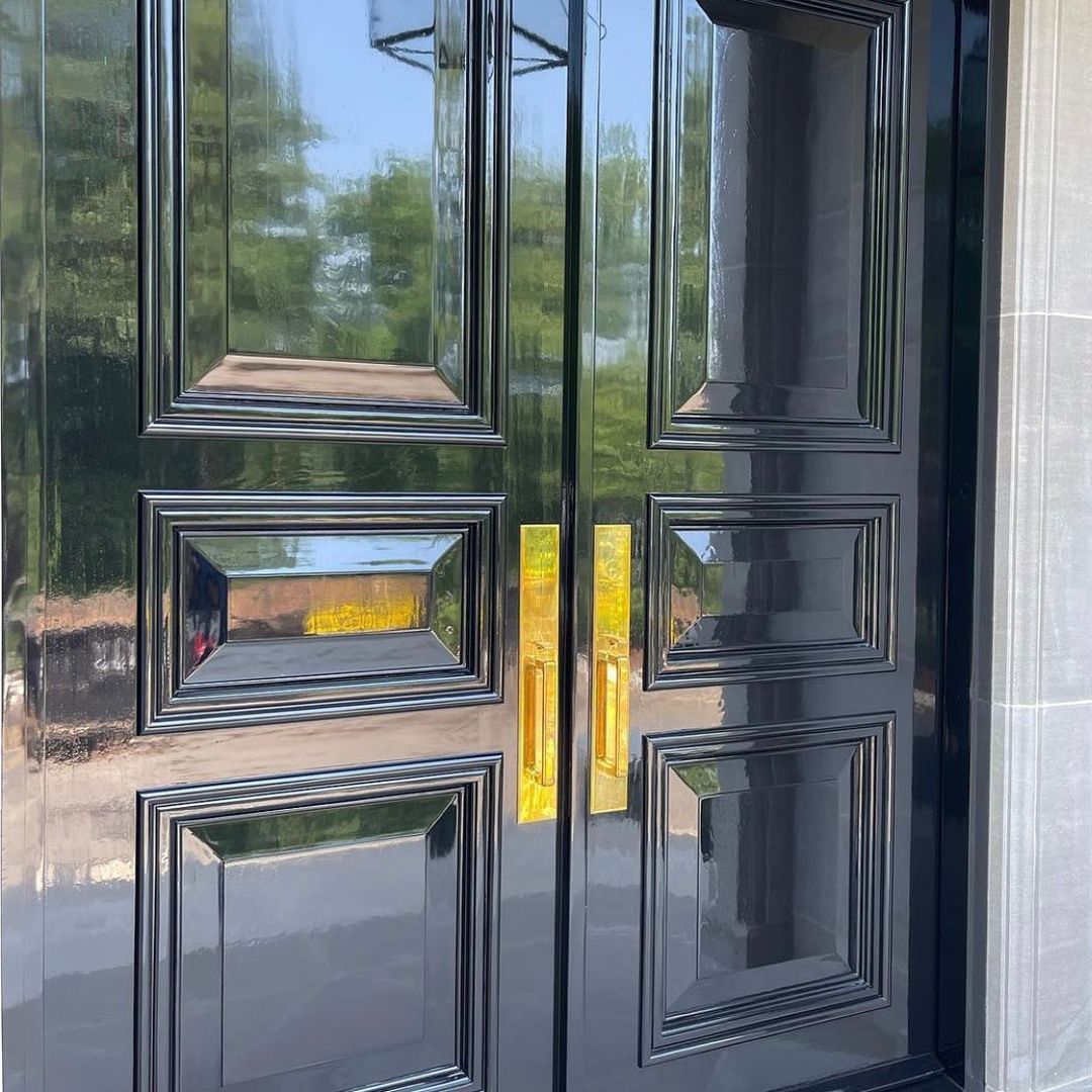 photo of high shine painted black front door