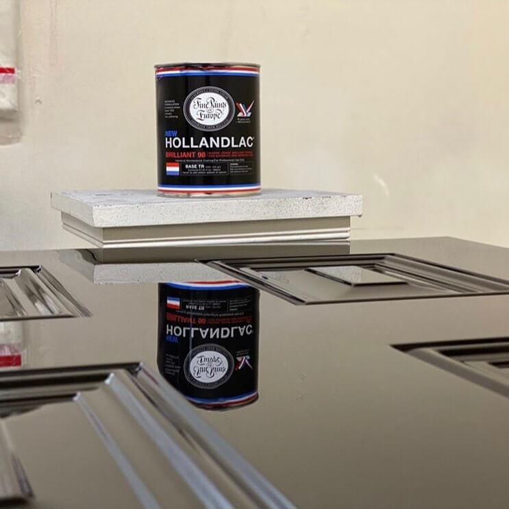 hollandlac paint can sitting on painted door